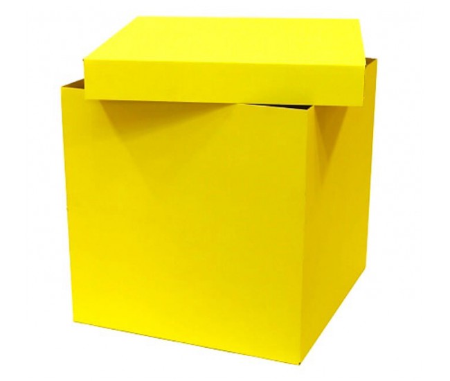 коробка для шаров в минске, коробка с воздушными шарами в минске, заказать коробку с шарами минск, желтая коробка для шаров